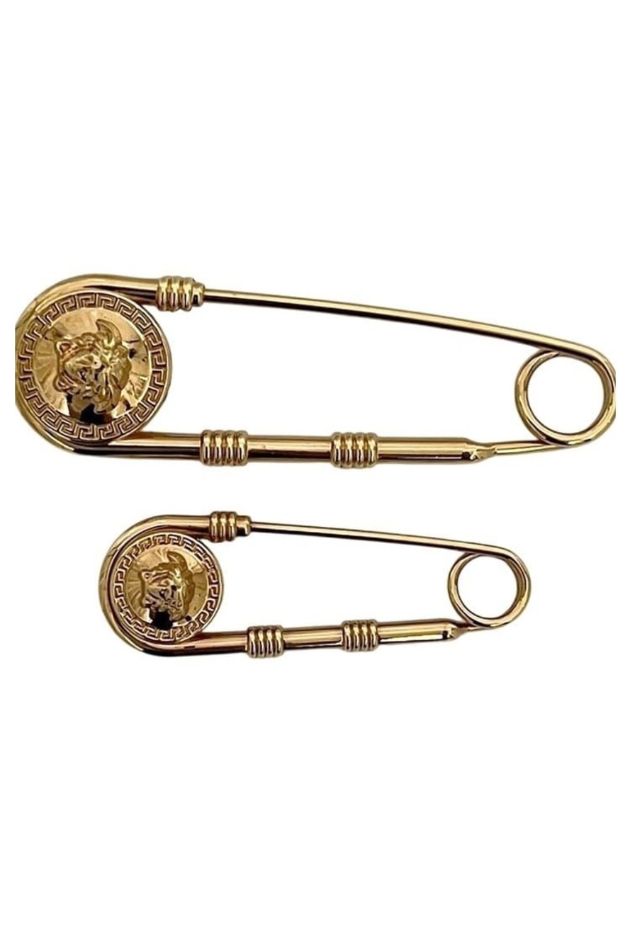 Versace Pin Brooch Medusa Set of 2 Brooches Metal Gold